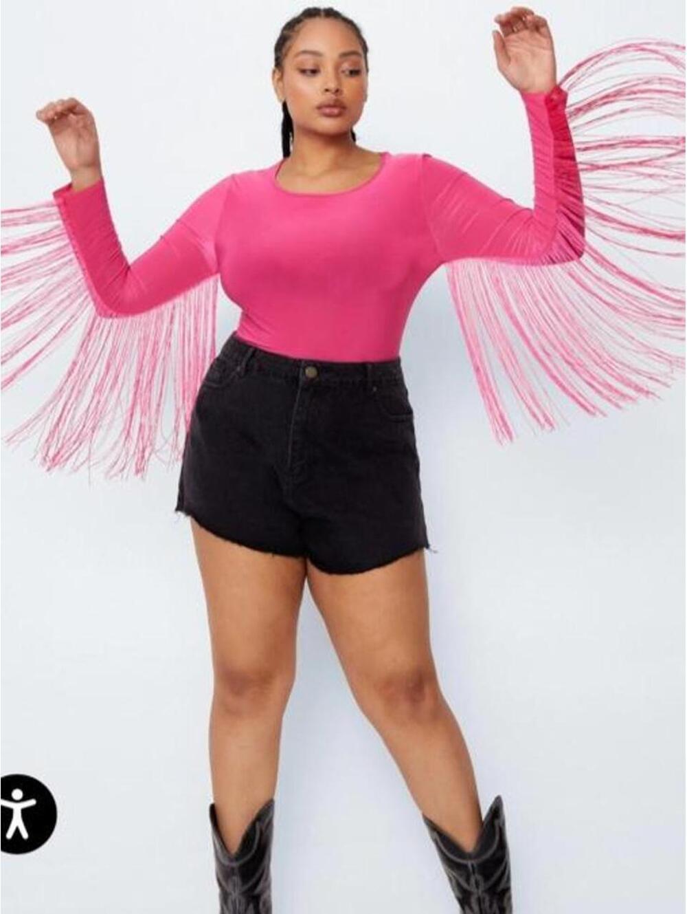 Nasty Gal Women's Pink and Black Bodysuit